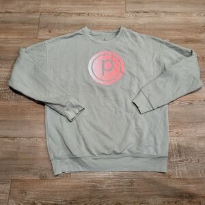Pure Barre Crew Neck Sweatshirt Fleece Pink Aqua Teal Blue Womens Size Medium